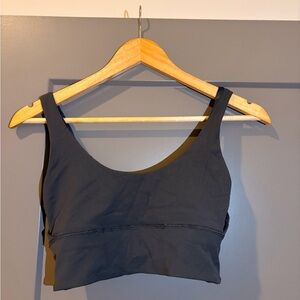 Lululemon Reversible Charcoal Gray/Pattern Blue Sports Bra